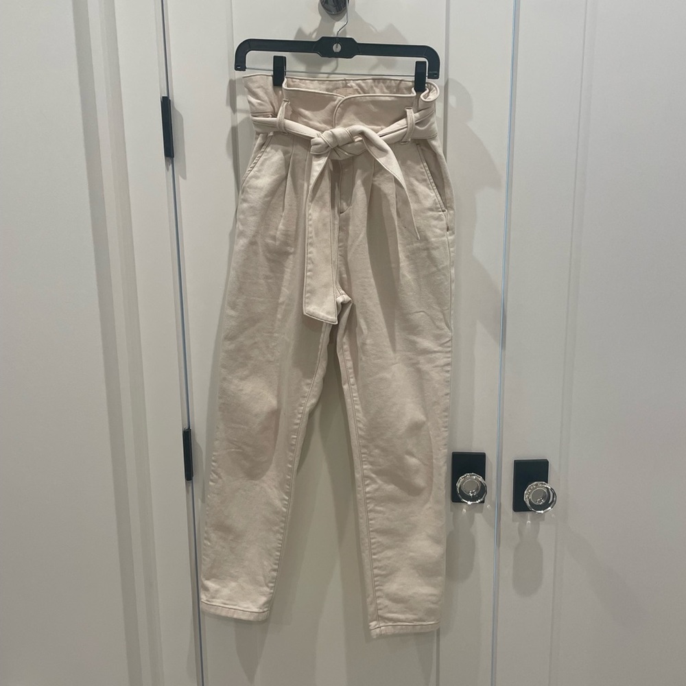 Sézane Paper Bag Austin Trousers, Oatmeal, size 38